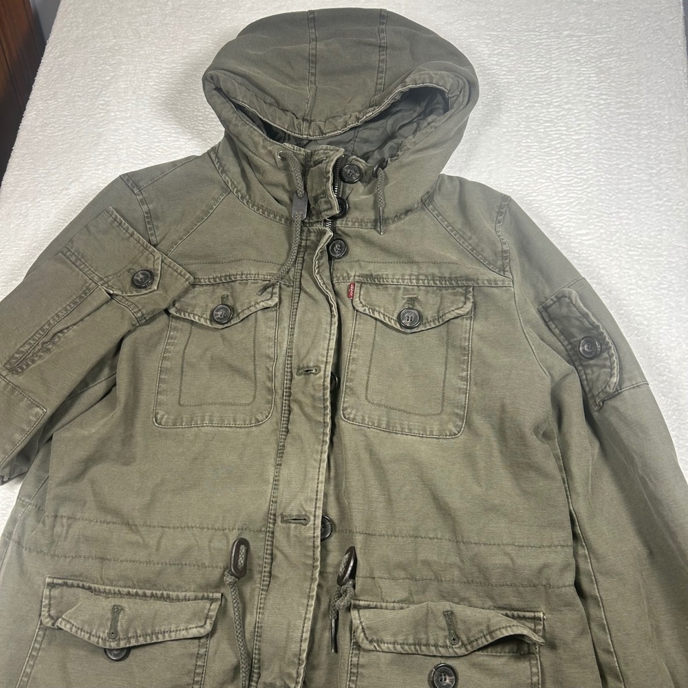 Levi's Military Utility Field Jacket Men's XL Green Hooded Quilted Lined Cotton